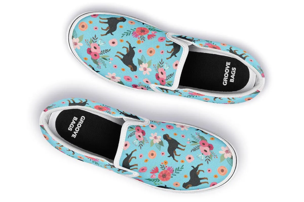 Rottweiler Flower Slip-On Shoes