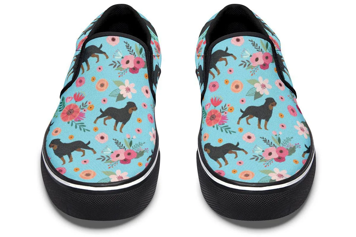 Rottweiler Flower Slip-On Shoes