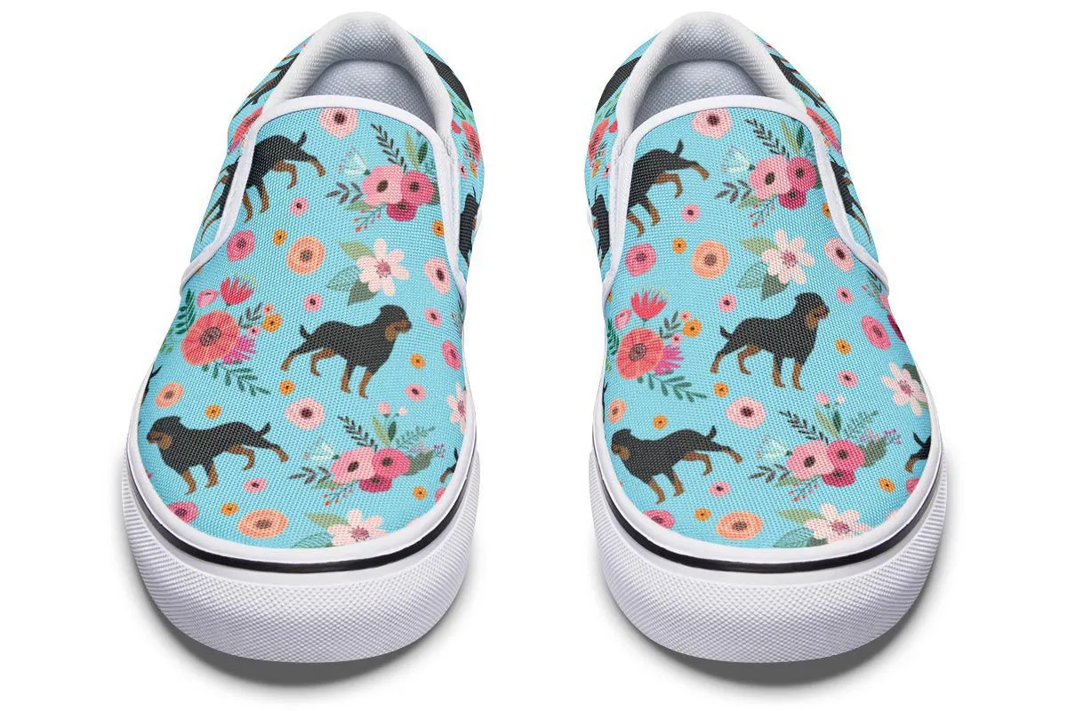 Rottweiler Flower Slip-On Shoes