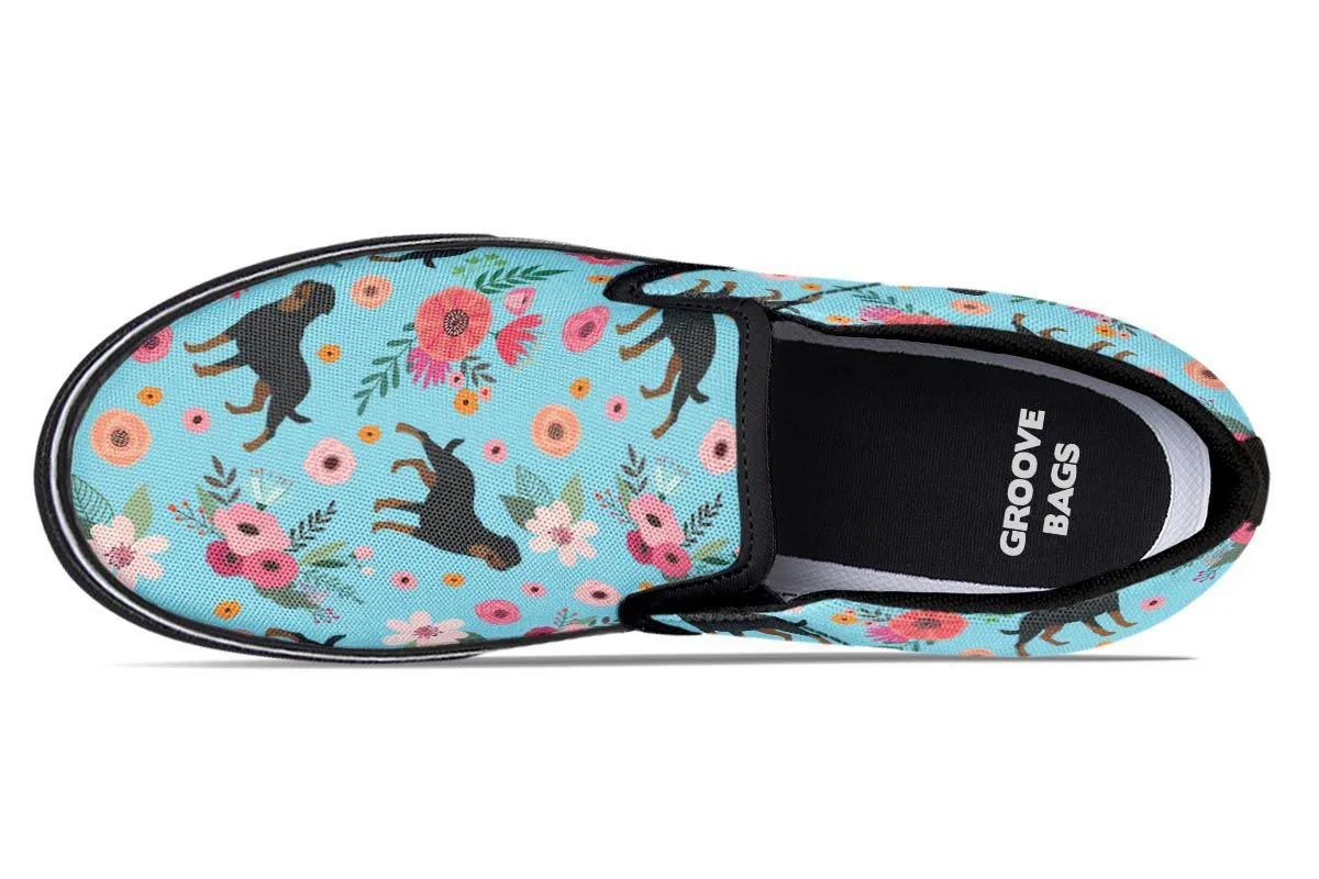 Rottweiler Flower Slip-On Shoes