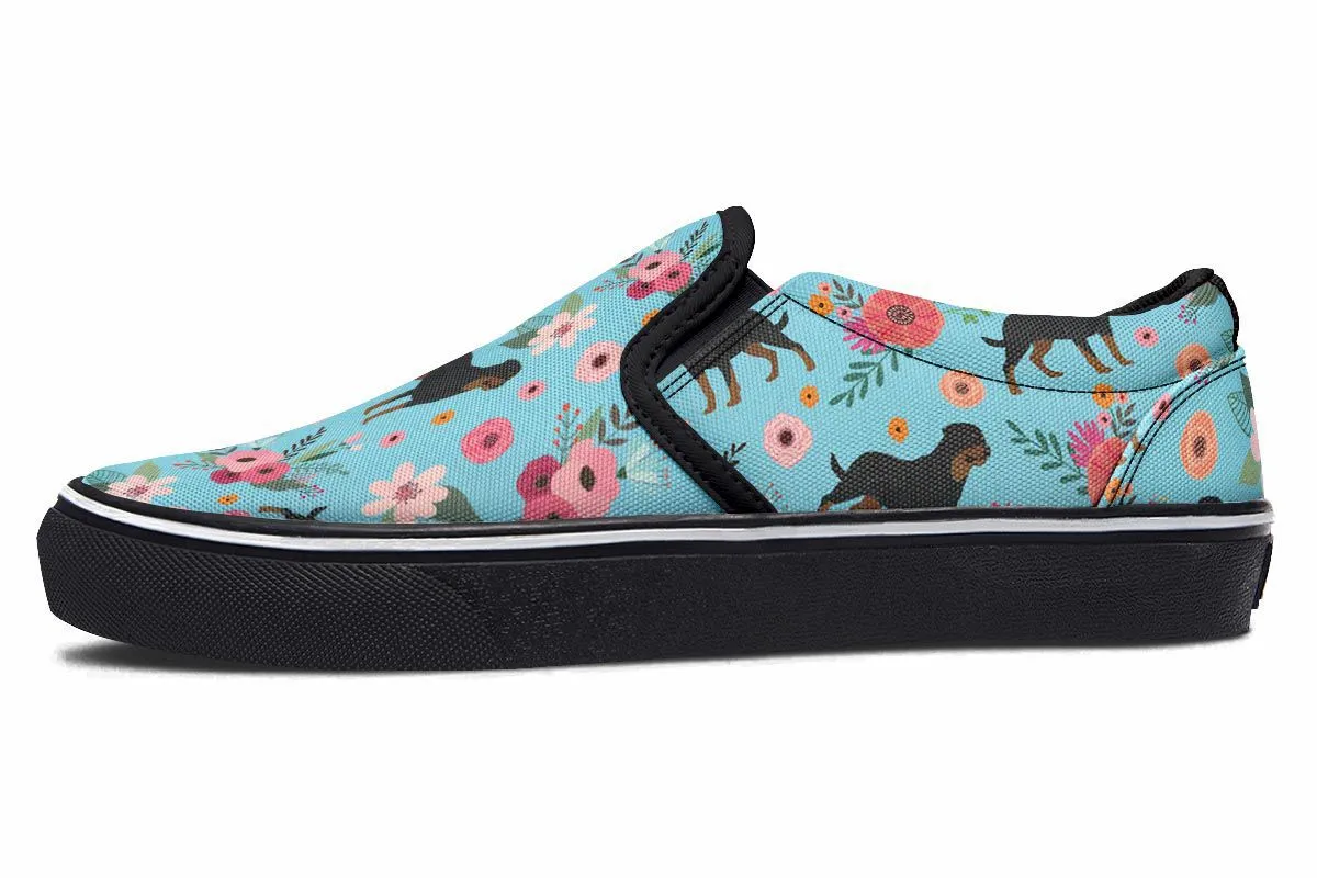 Rottweiler Flower Slip-On Shoes