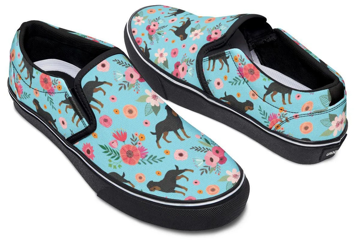 Rottweiler Flower Slip-On Shoes