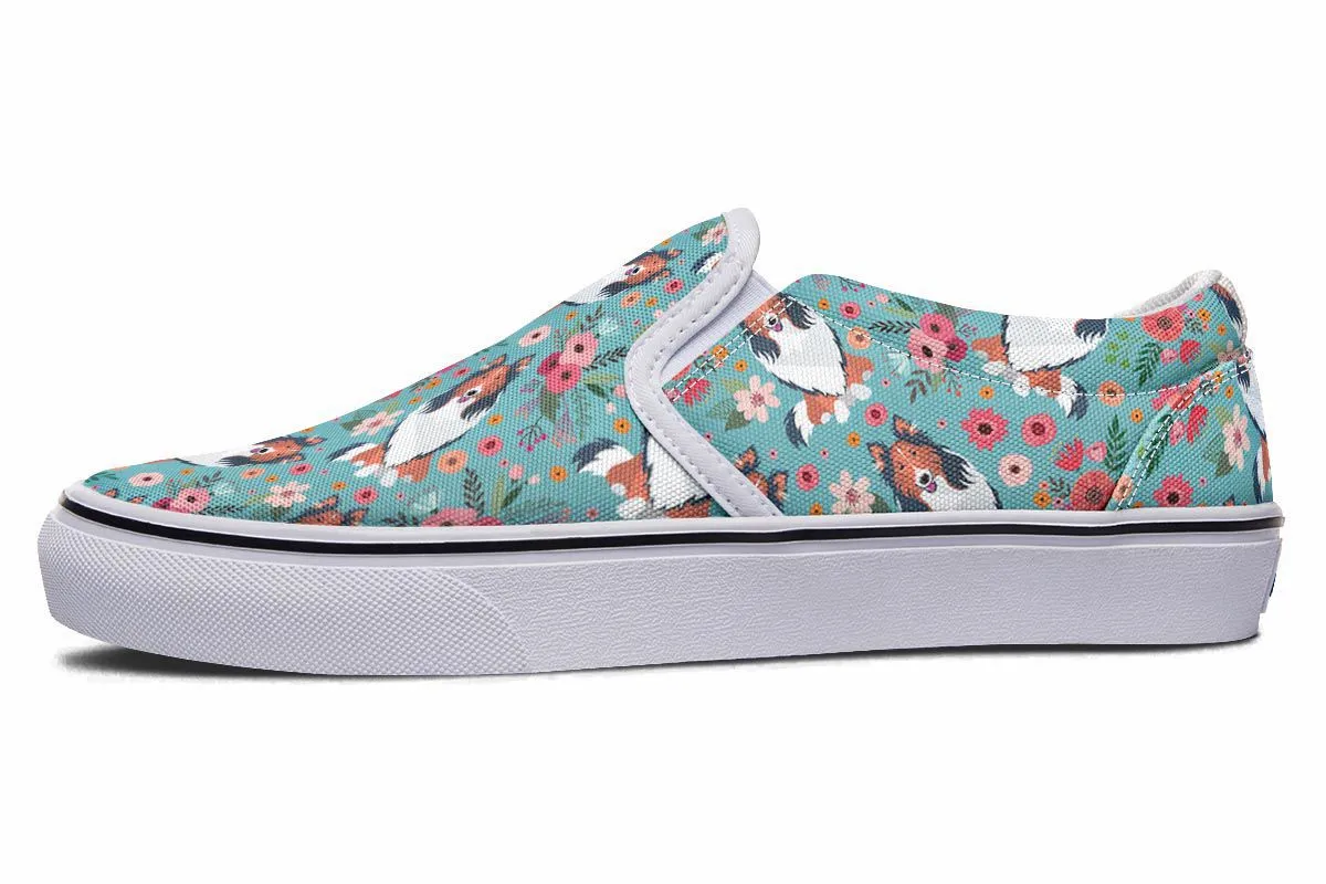 Rough Collie Flower Slip-On Shoes