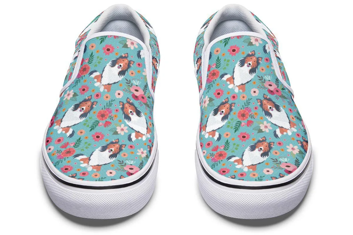 Rough Collie Flower Slip-On Shoes