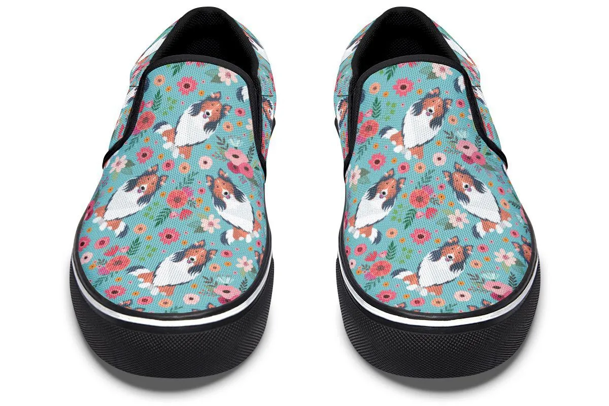 Rough Collie Flower Slip-On Shoes