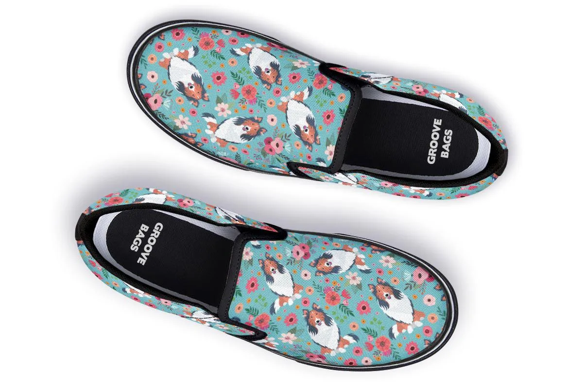 Rough Collie Flower Slip-On Shoes