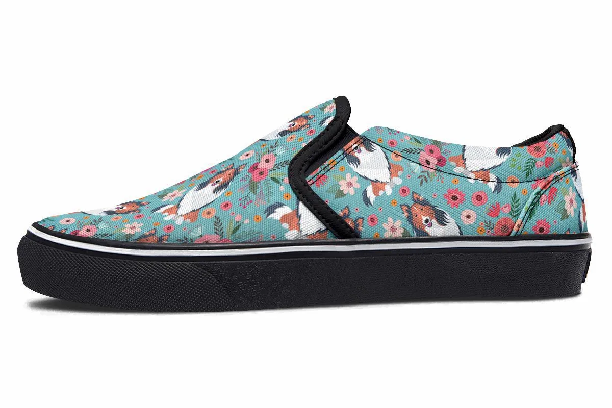Rough Collie Flower Slip-On Shoes