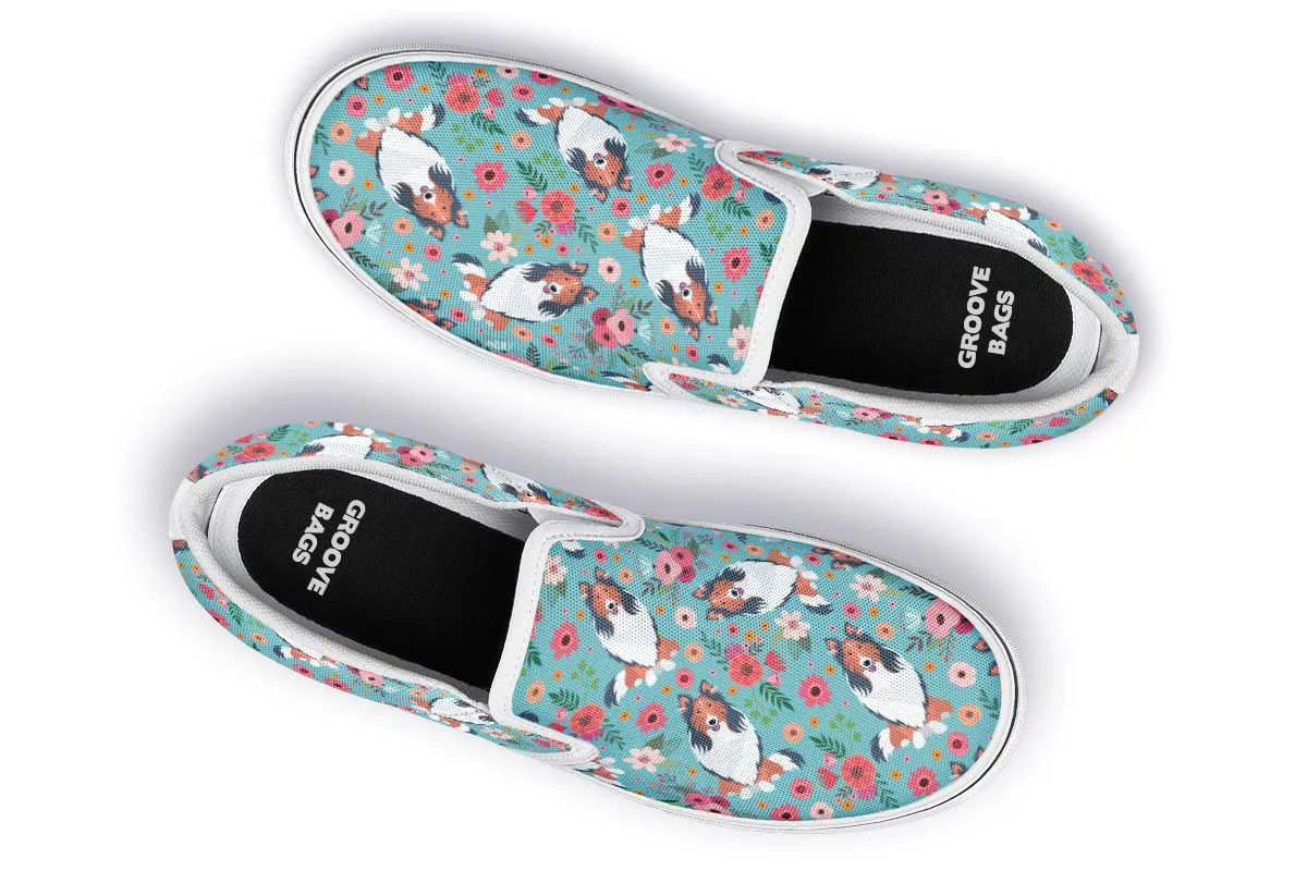 Rough Collie Flower Slip-On Shoes