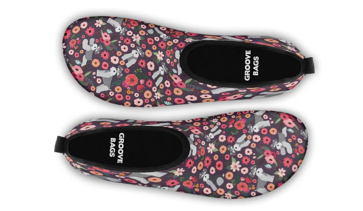 Schnauzer Flower Aqua Barefoot Shoes