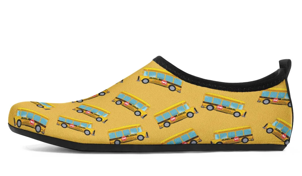School Bus Pattern Aqua Barefoot Shoes