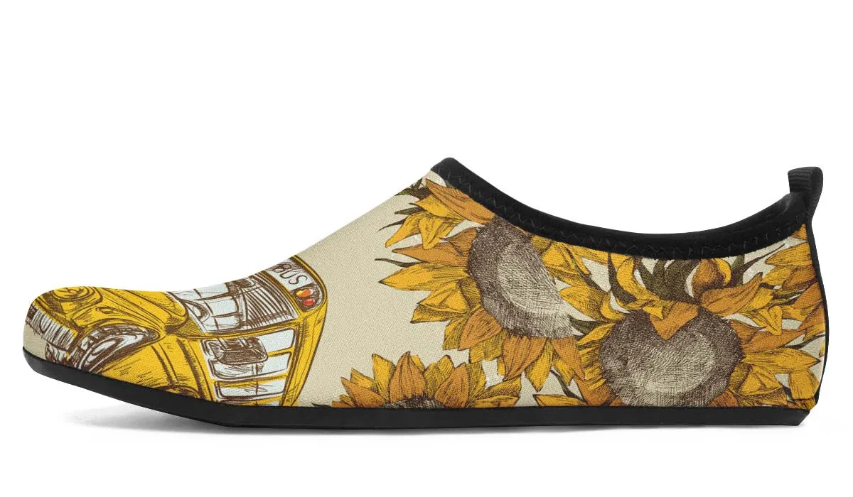School Bus Sketch Aqua Barefoot Shoes
