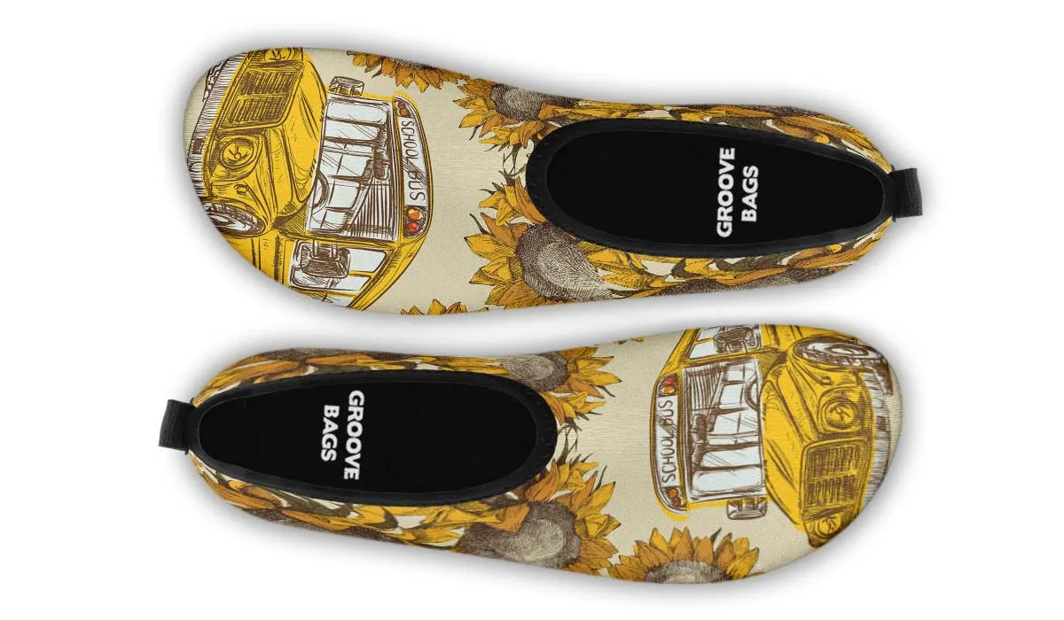 School Bus Sketch Aqua Barefoot Shoes