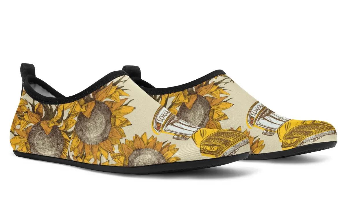 School Bus Sketch Aqua Barefoot Shoes