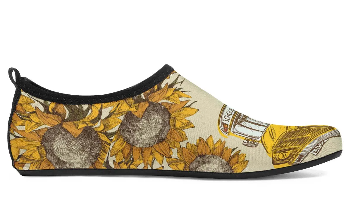 School Bus Sketch Aqua Barefoot Shoes