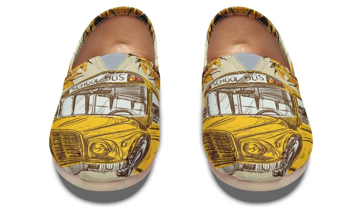 School Bus Sketch Casual Shoes