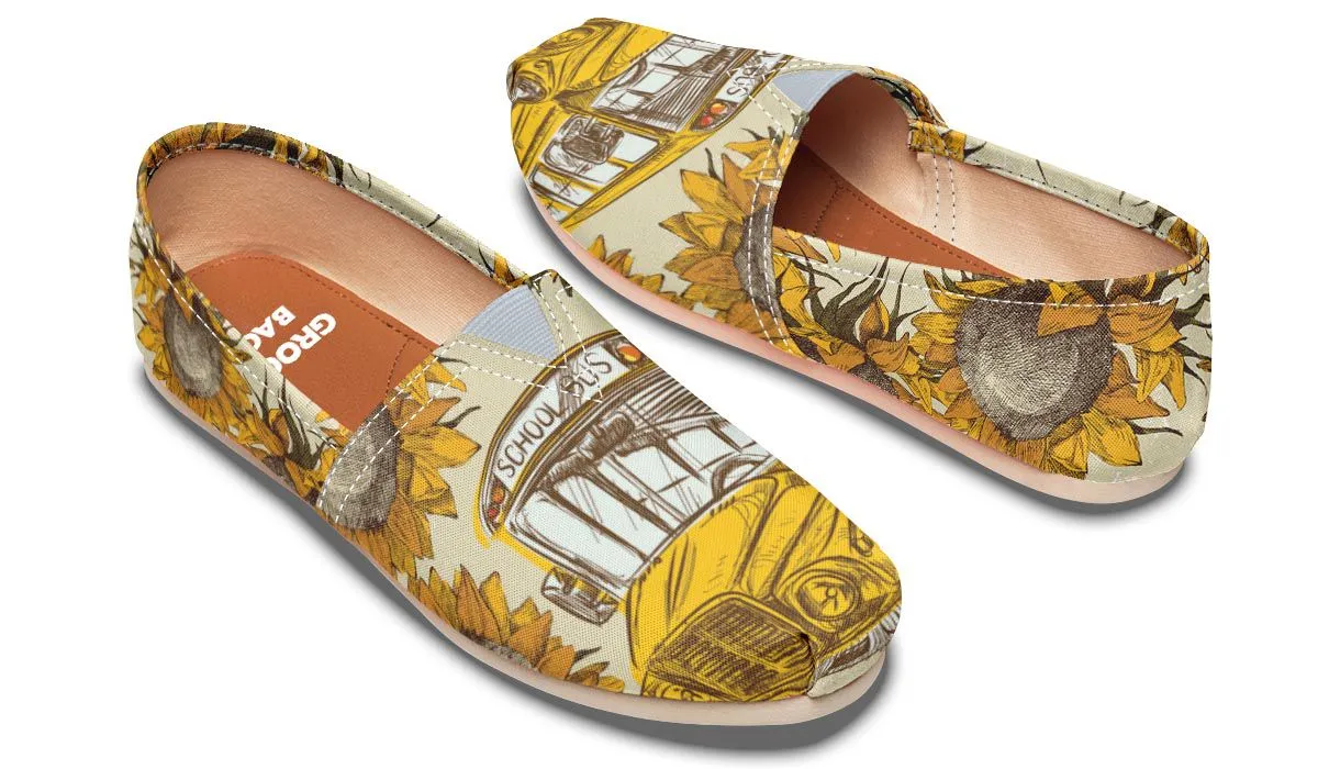 School Bus Sketch Casual Shoes