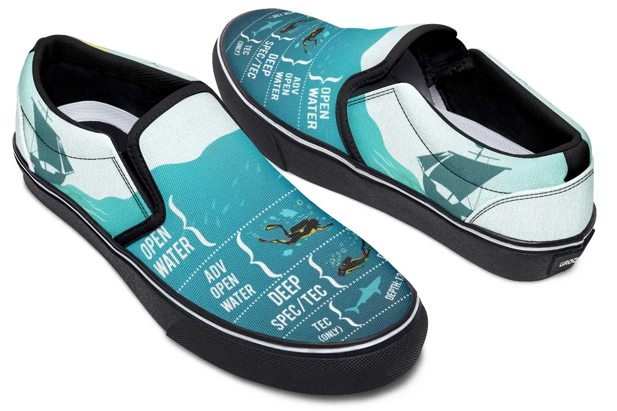 Scuba Diving Diagram Slip-On Shoes