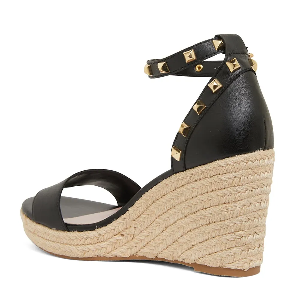 Shadow Espadrille in Black Leather