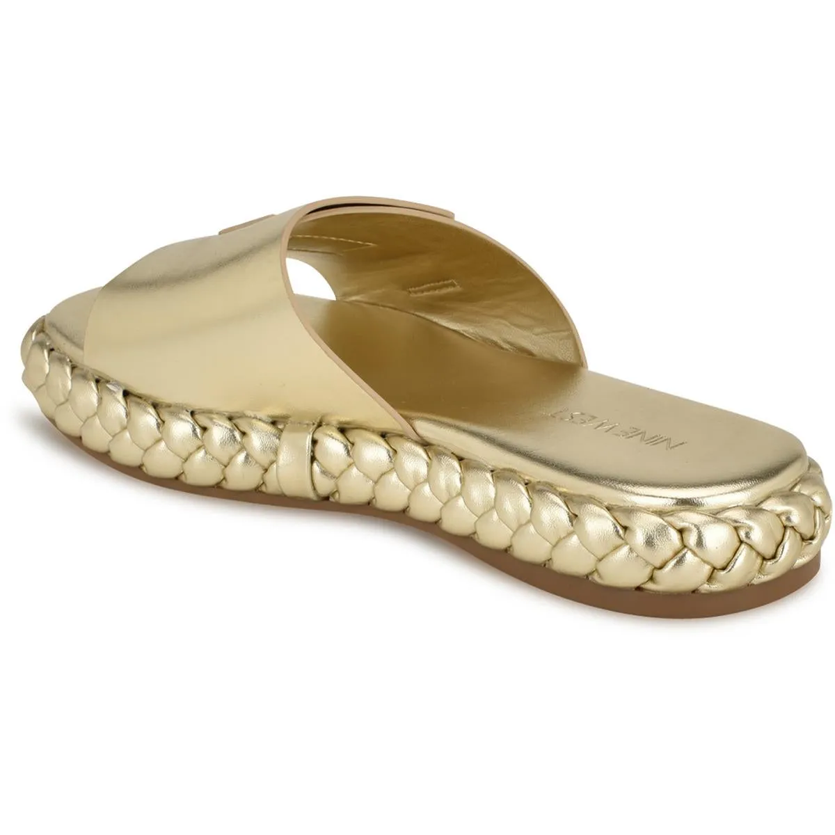 SHANTEL3 Womens Buckle Faux Leather Slide Sandals