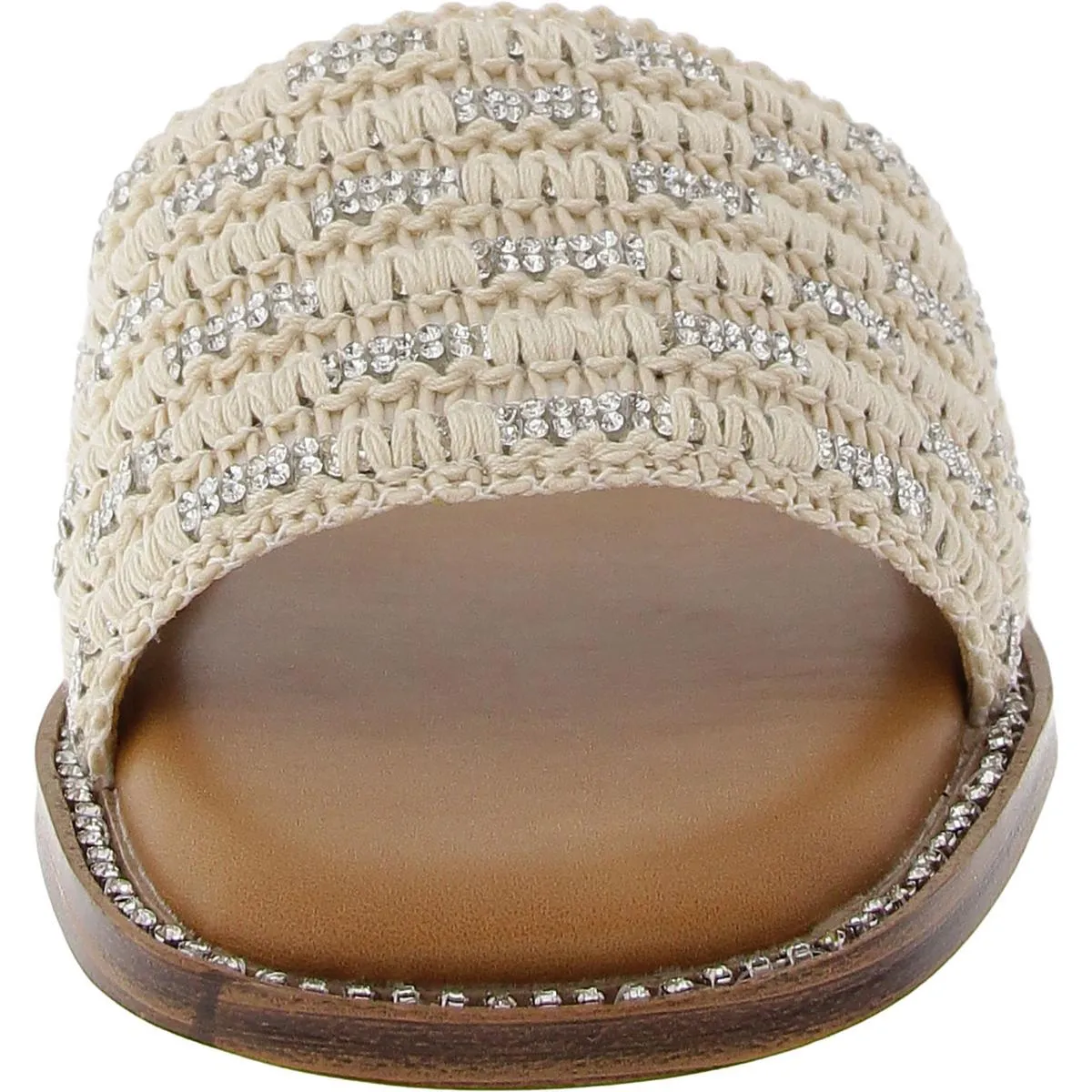 Sheila Womens Rhinestone Man Made Slide Sandals