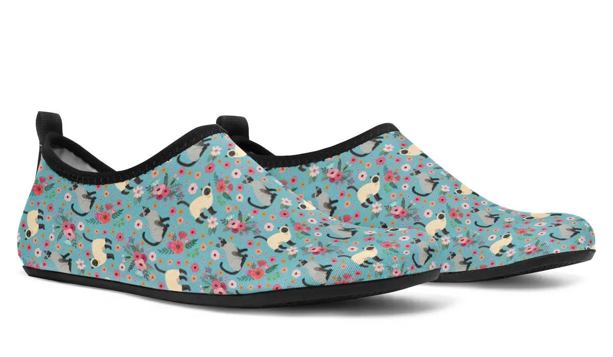 Siamese Cat Flower Aqua Barefoot Shoes