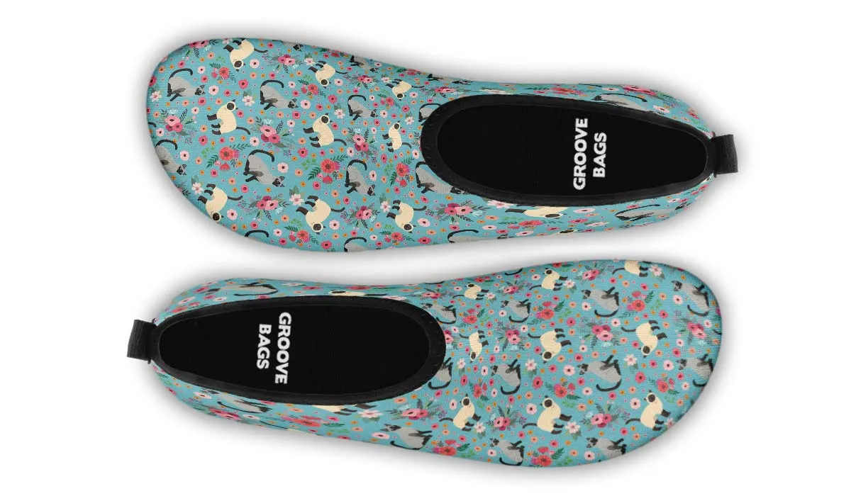 Siamese Cat Flower Aqua Barefoot Shoes