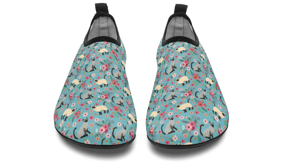 Siamese Cat Flower Aqua Barefoot Shoes