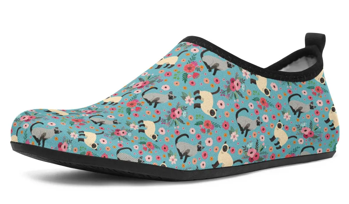 Siamese Cat Flower Aqua Barefoot Shoes