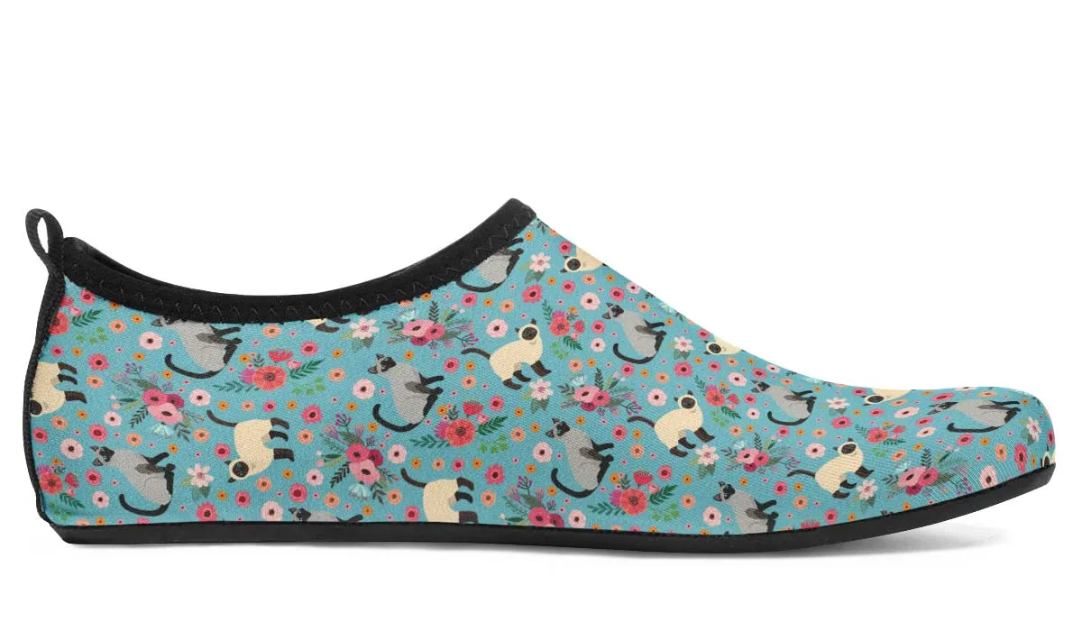 Siamese Cat Flower Aqua Barefoot Shoes