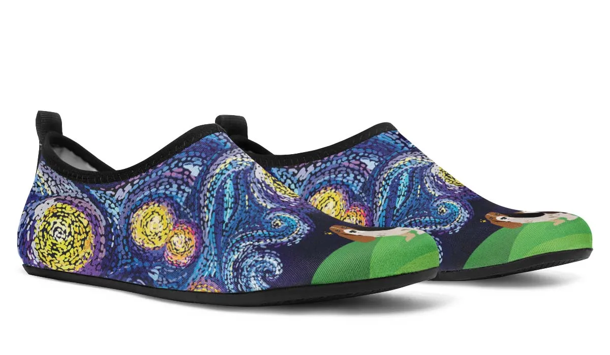 Starry Night Basset Hound Aqua Barefoot Shoes