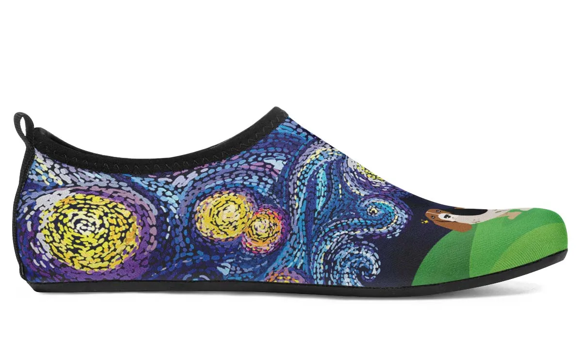 Starry Night Basset Hound Aqua Barefoot Shoes