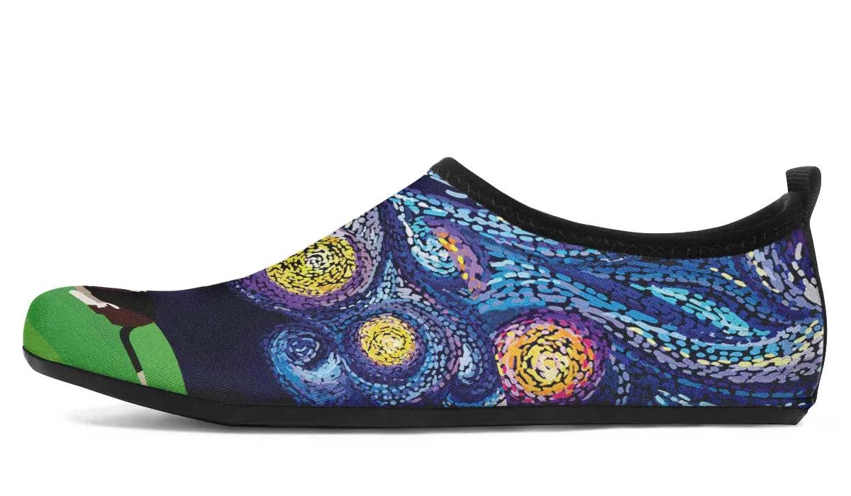 Starry Night Basset Hound Aqua Barefoot Shoes