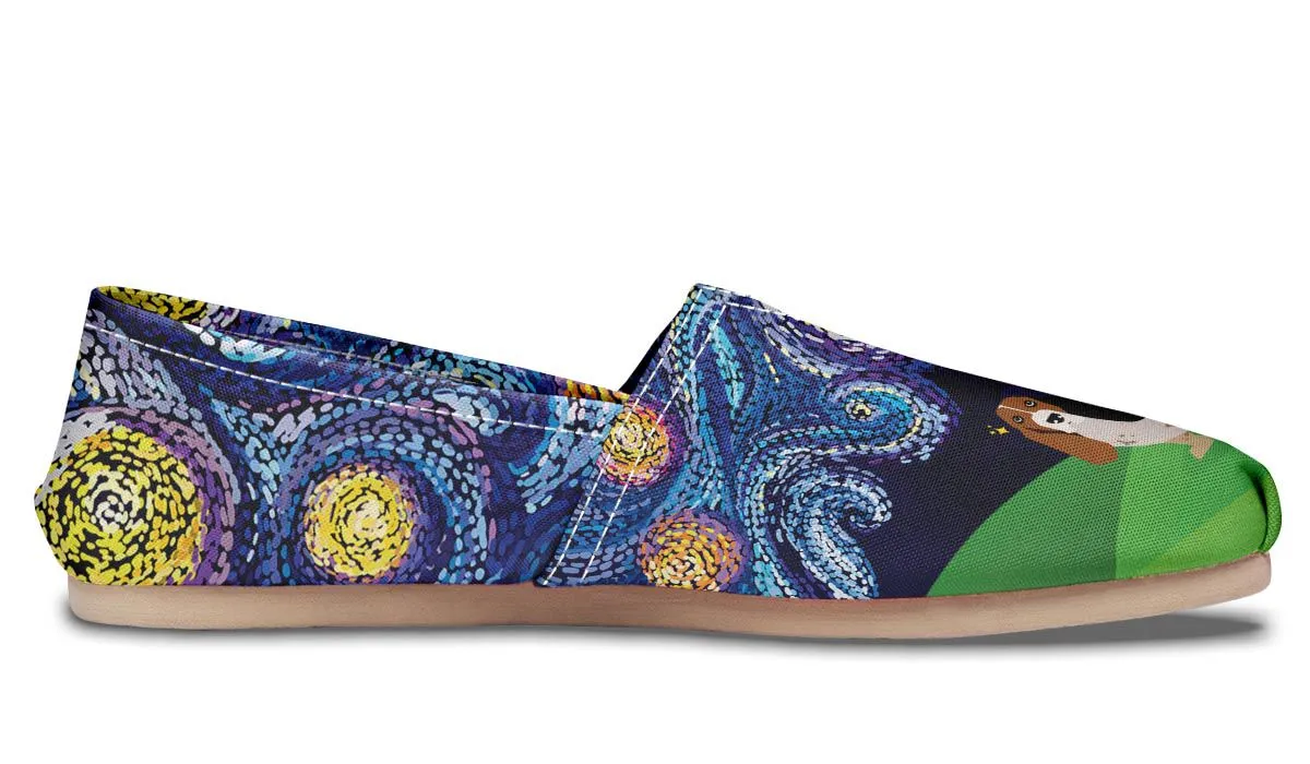 Starry Night Basset Hound Casual Shoes