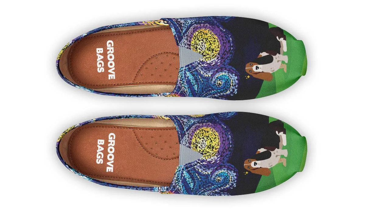 Starry Night Basset Hound Casual Shoes