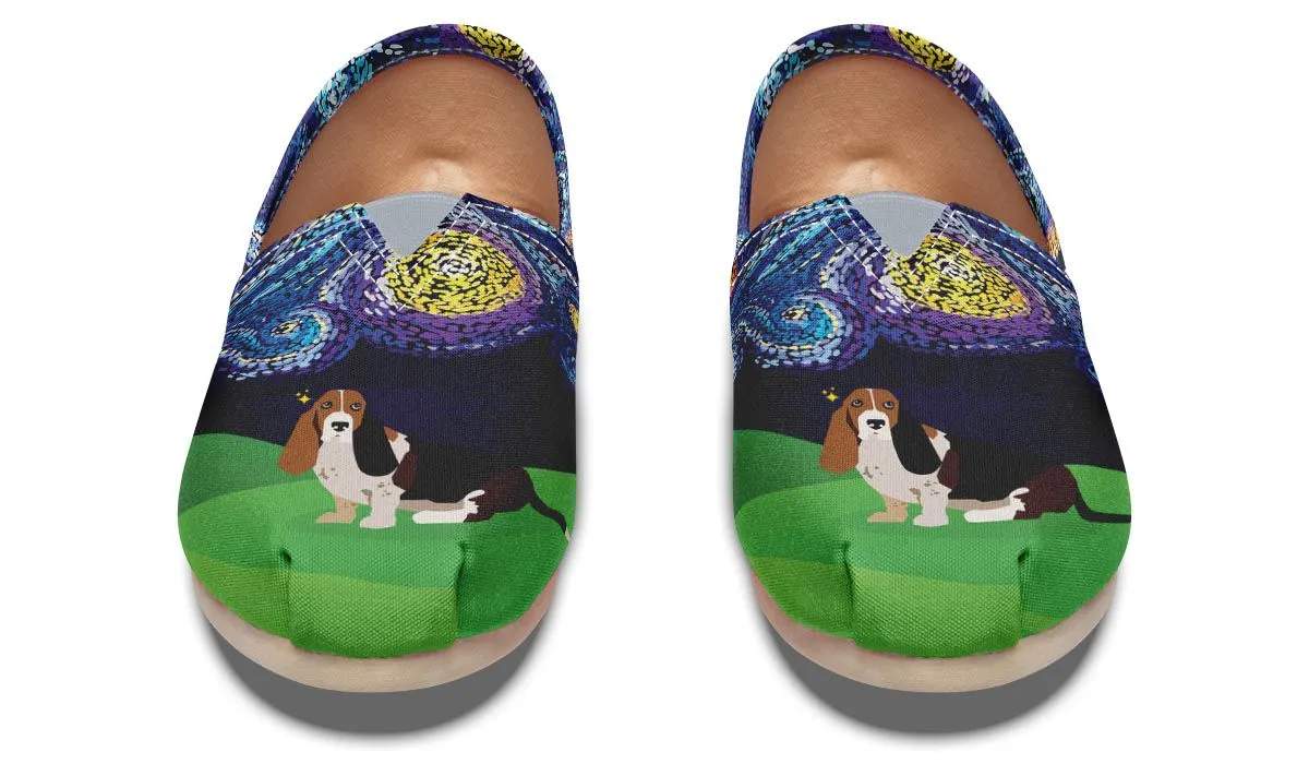 Starry Night Basset Hound Casual Shoes