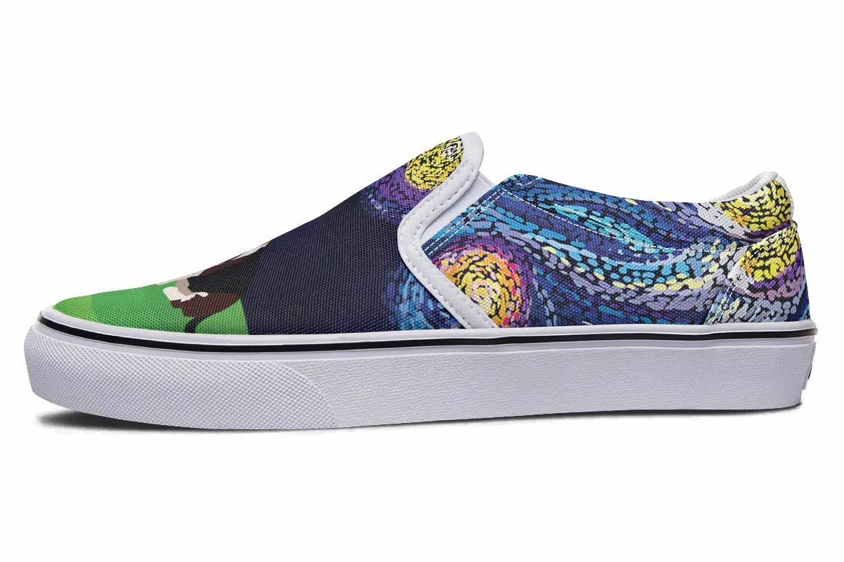Starry Night Basset Hound Slip-On Shoes