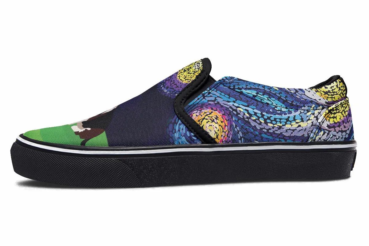 Starry Night Basset Hound Slip-On Shoes