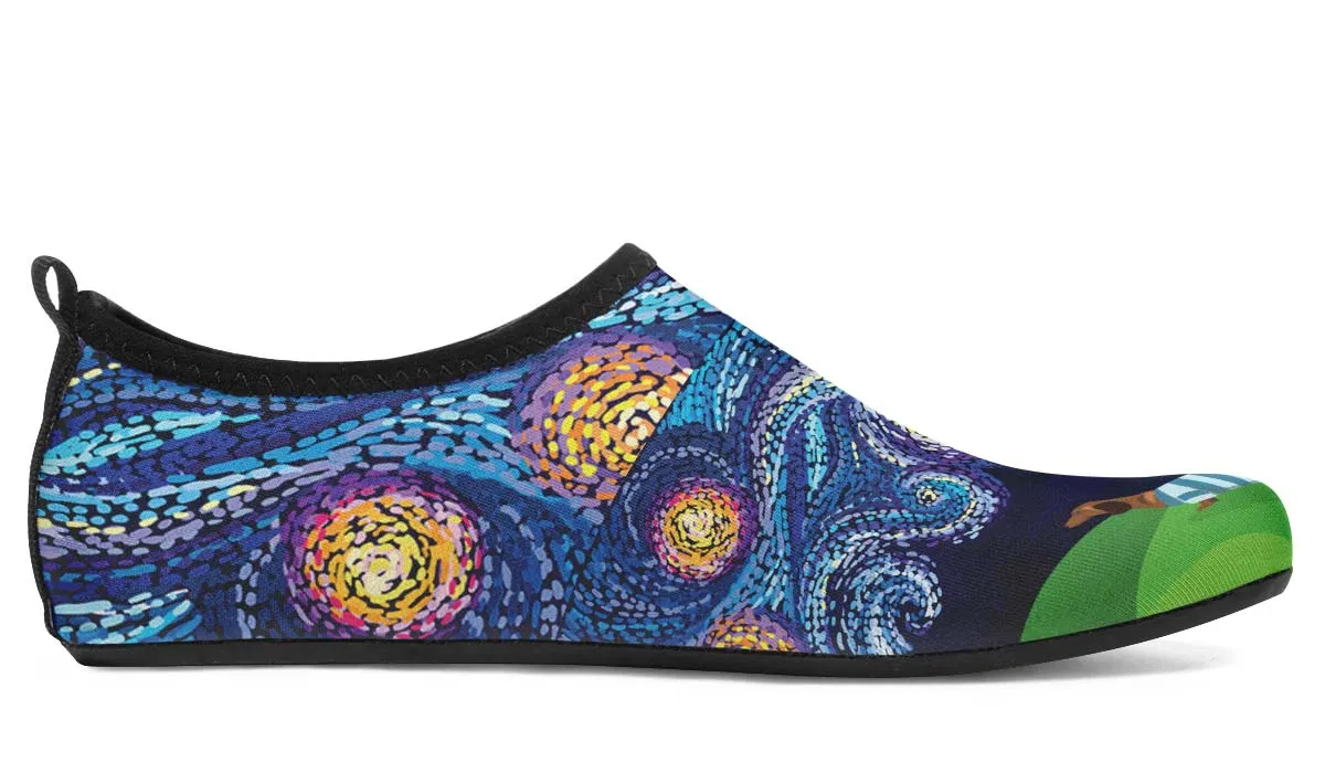 Starry Night Dachshund Aqua Barefoot Shoes