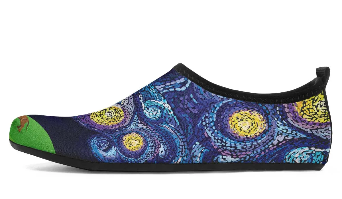Starry Night Dachshund Aqua Barefoot Shoes