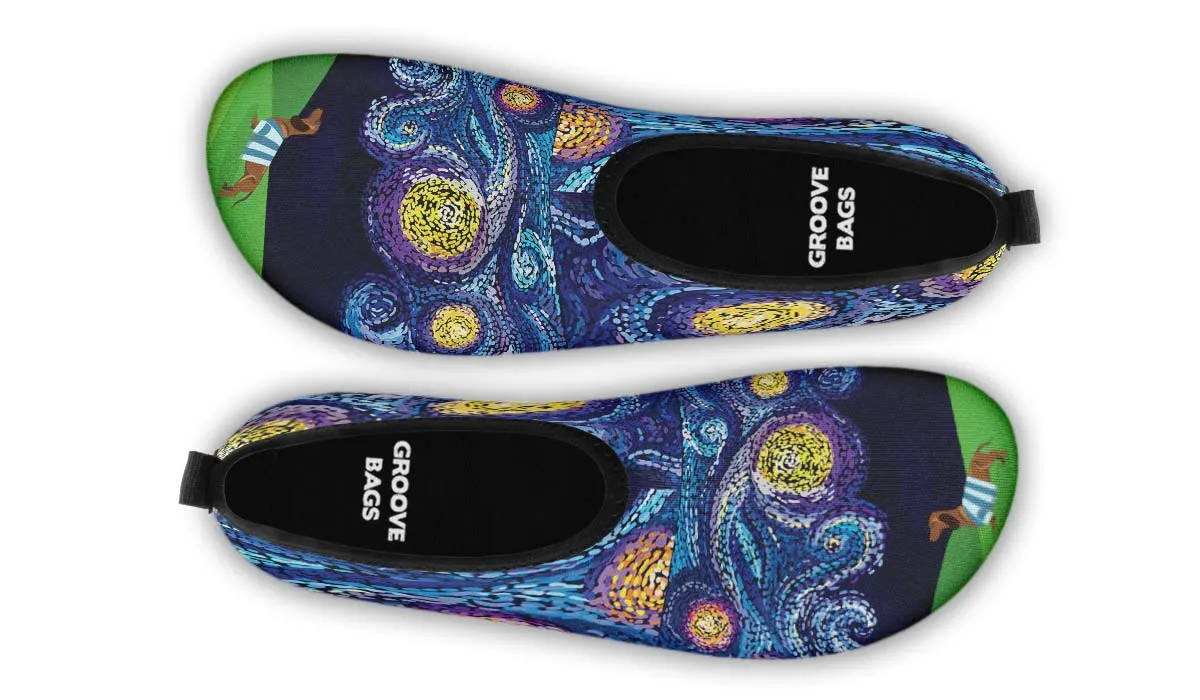 Starry Night Dachshund Aqua Barefoot Shoes