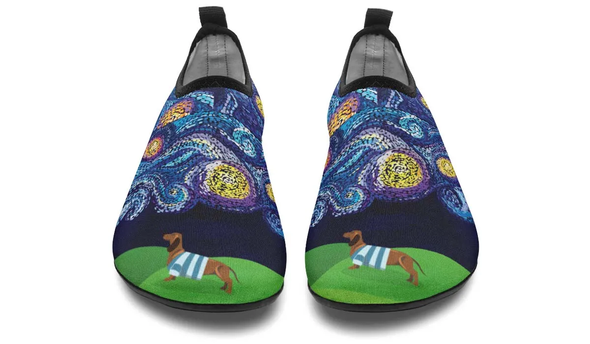 Starry Night Dachshund Aqua Barefoot Shoes