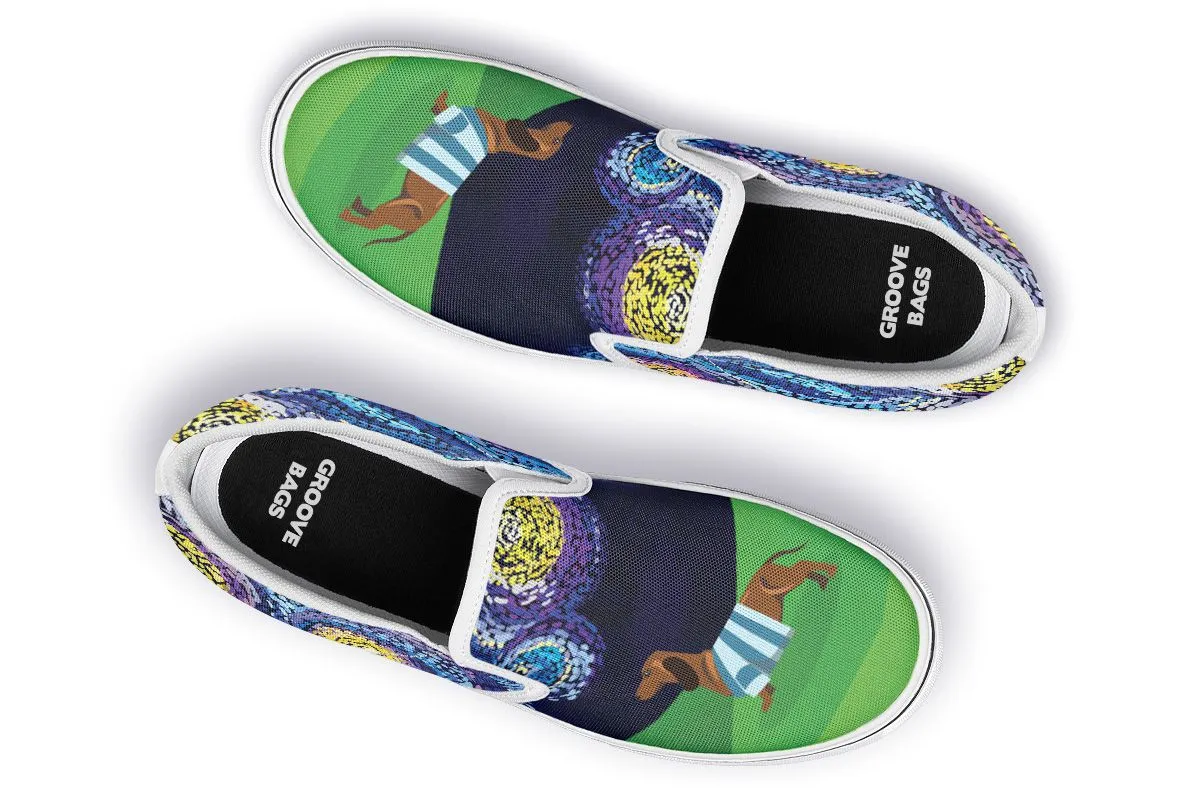 Starry Night Dachshund Slip-On Shoes
