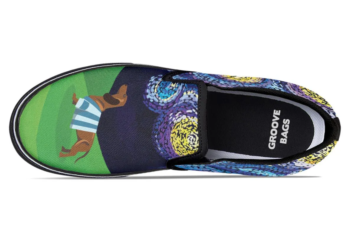 Starry Night Dachshund Slip-On Shoes