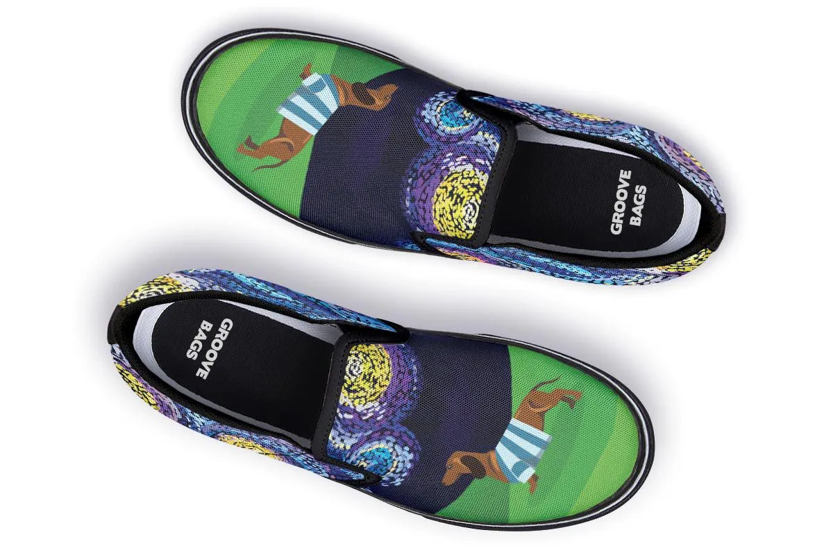 Starry Night Dachshund Slip-On Shoes