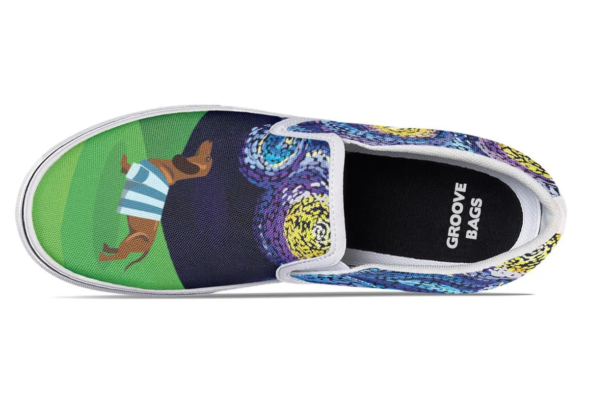 Starry Night Dachshund Slip-On Shoes