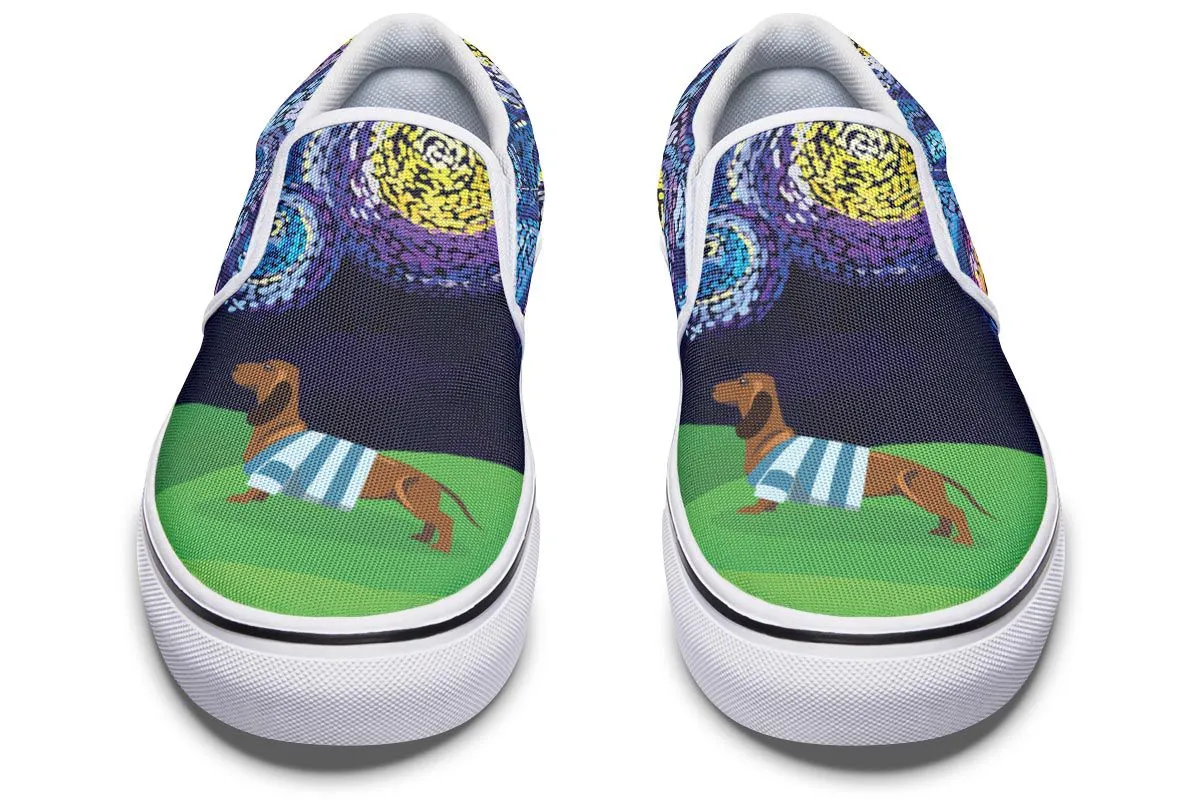 Starry Night Dachshund Slip-On Shoes