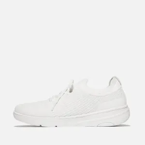 Super-Q White Knit Slip-On Laced Sneaker