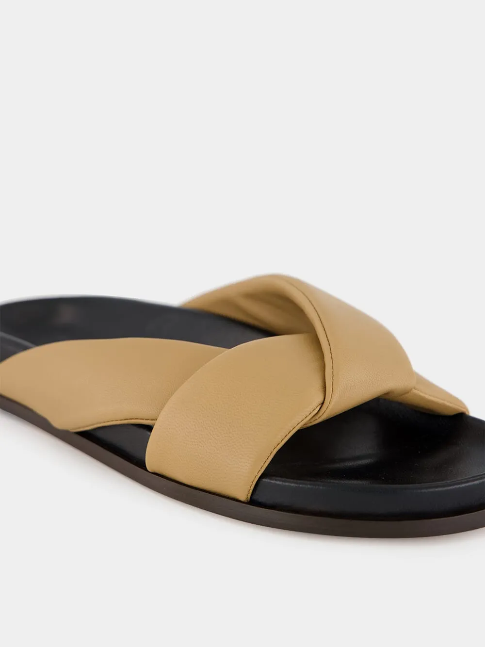 Tan Nappa Folded Sandals