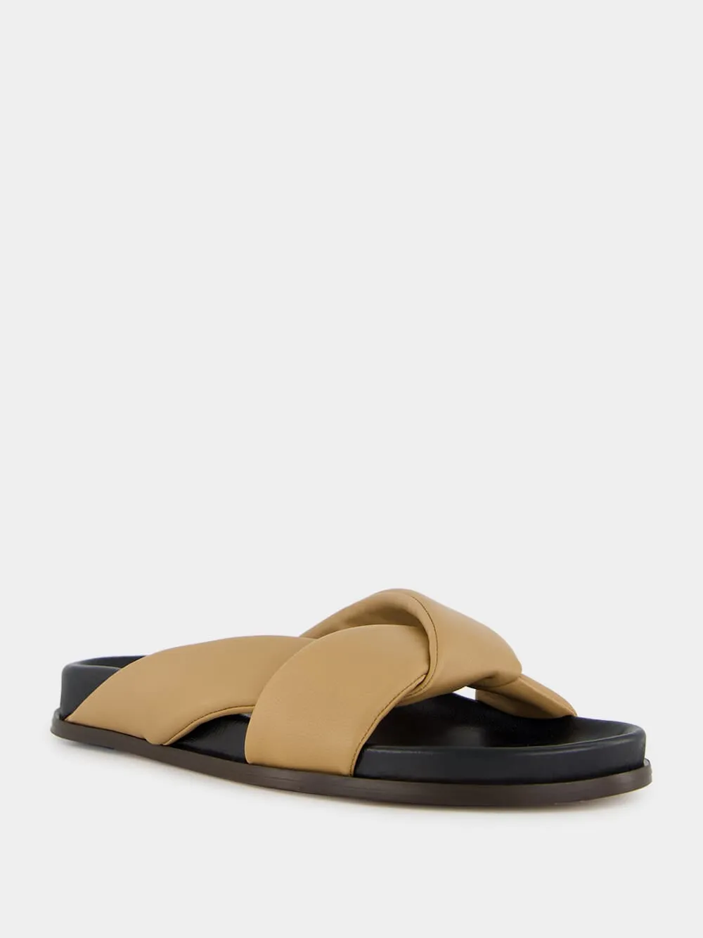 Tan Nappa Folded Sandals