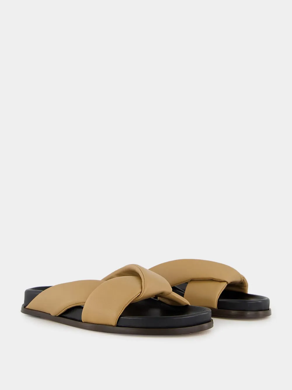 Tan Nappa Folded Sandals